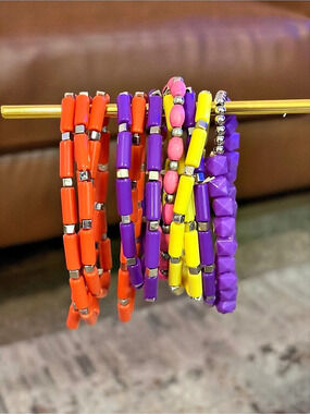 Beaded Statement Necklaces in Orange & Purple
